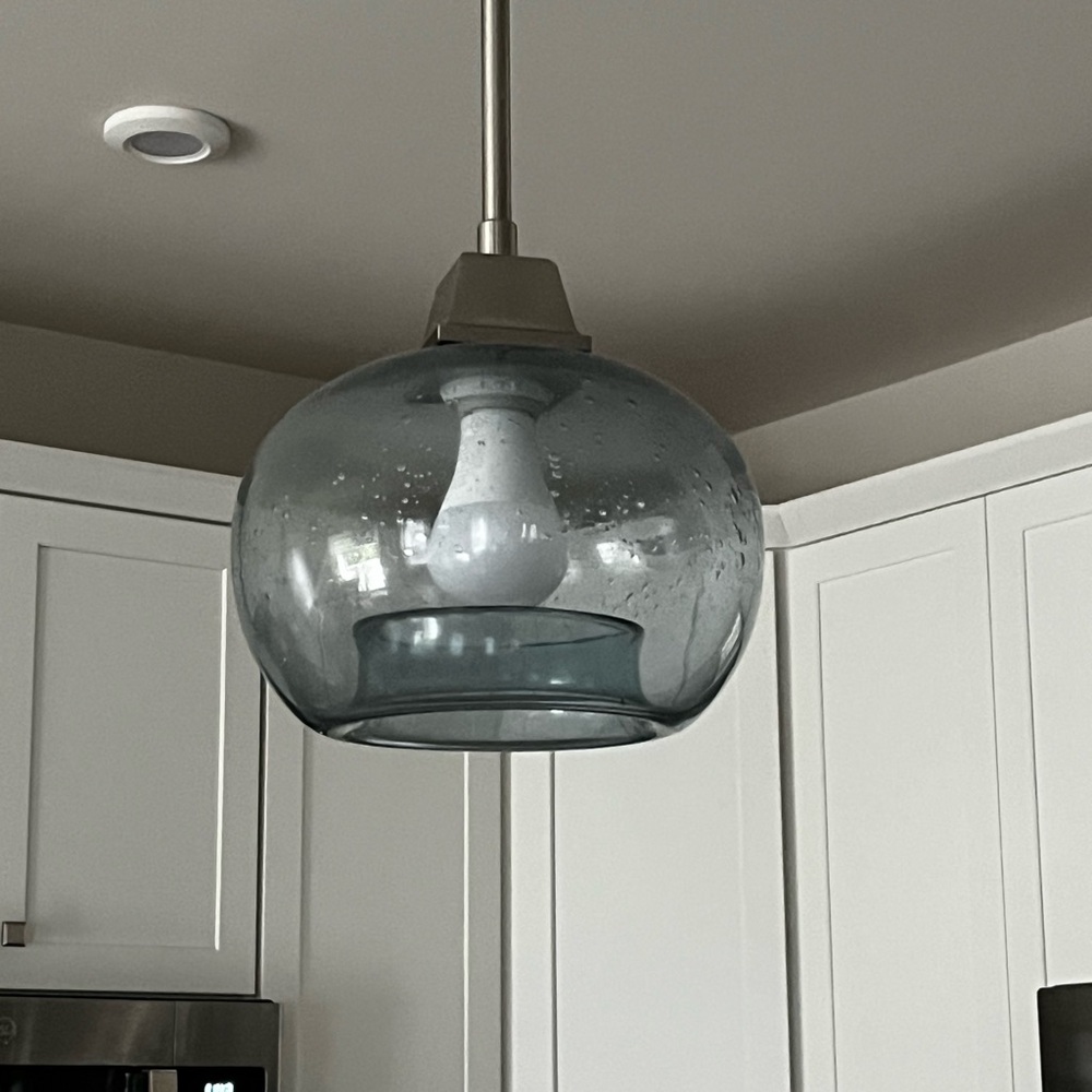 Set of 2 Seeded Glass Pendant Light Globes for Island.  9 inches